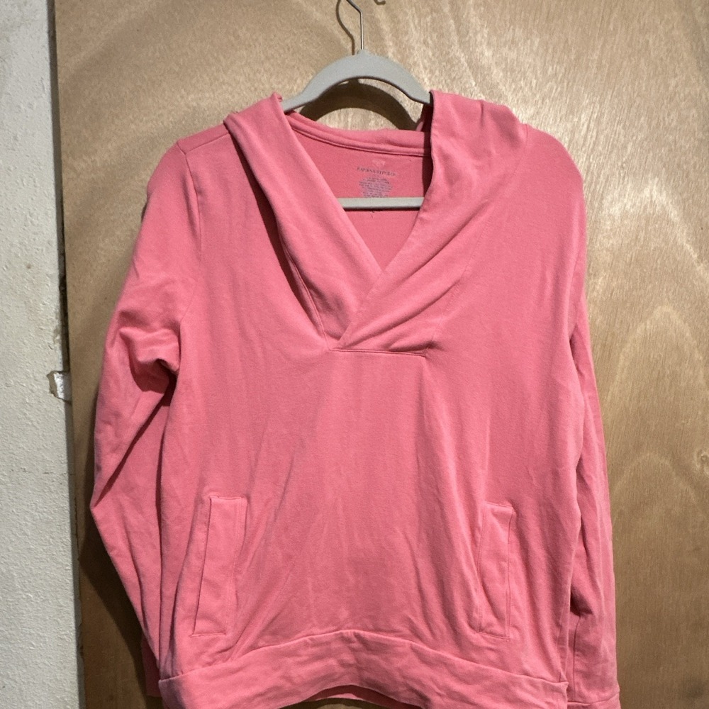 Banana Republic Women's Pink Pullover Hoodie L Hooded Pockets Stretch